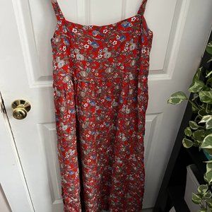Natural Life, red floral maxi dress, size medium